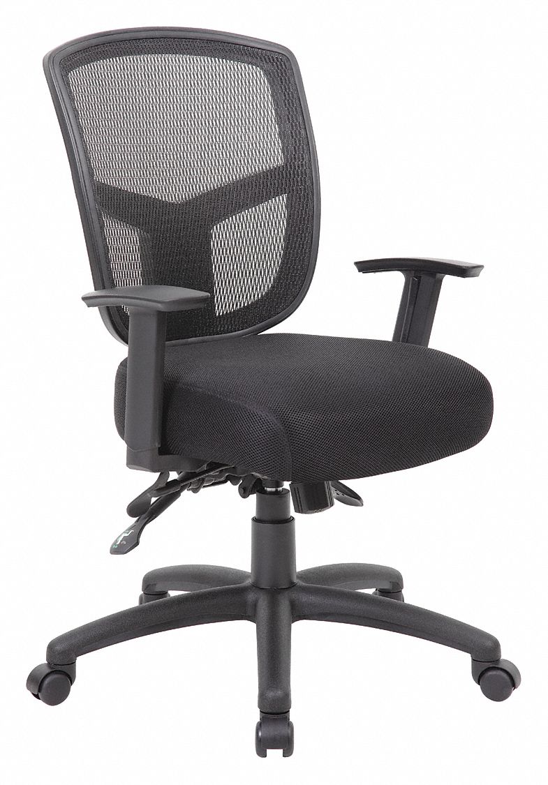 GRAINGER APPROVED Black Mesh Task Chair 191/2" Back Height, Arm Style