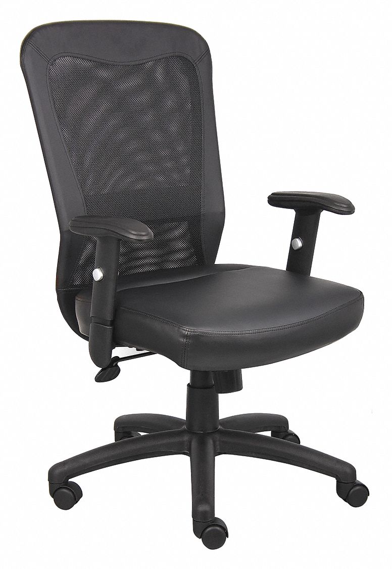 GRAINGER APPROVED Executive Chair, Executive Chair, Black, Leather, 19