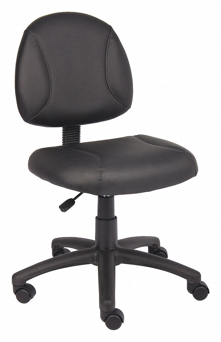 GRAINGER APPROVED Task Chair, Task Chair, Black, Leather, 19 in to 24