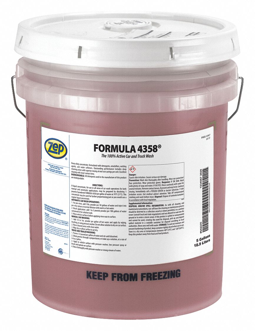 ZEP, Formula 4358, 35 lb Container Size, Car/Truck Wash 453D1240737