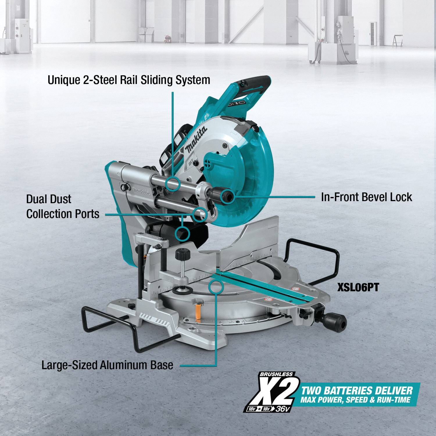 MAKITA Cordless, Miter Saw Kit, 10 in Blade Dia., Max. Blade Speed