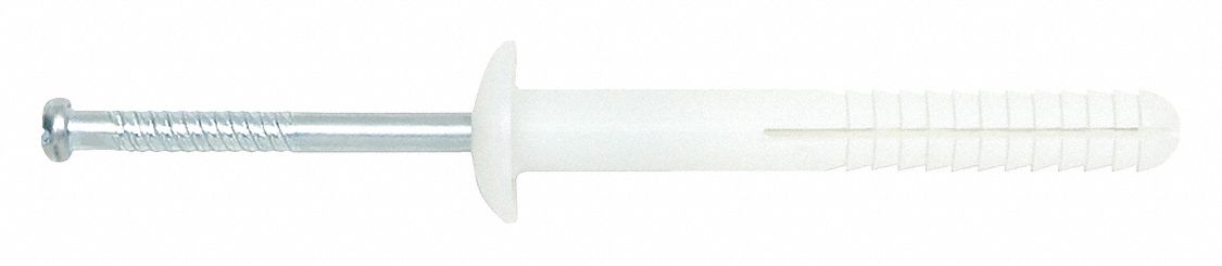 DEWALT Hammer Drive Pin Anchor Nylon, Plain, AISI 1018 Carbon Steel, 1/4 in Anchor Dia., 100 PK