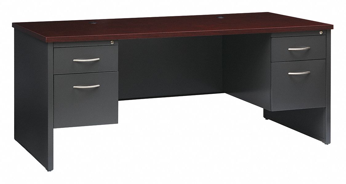 HIRSH, Executive Desks Series, 72 in Overall Wd, Office Desk 454Z60