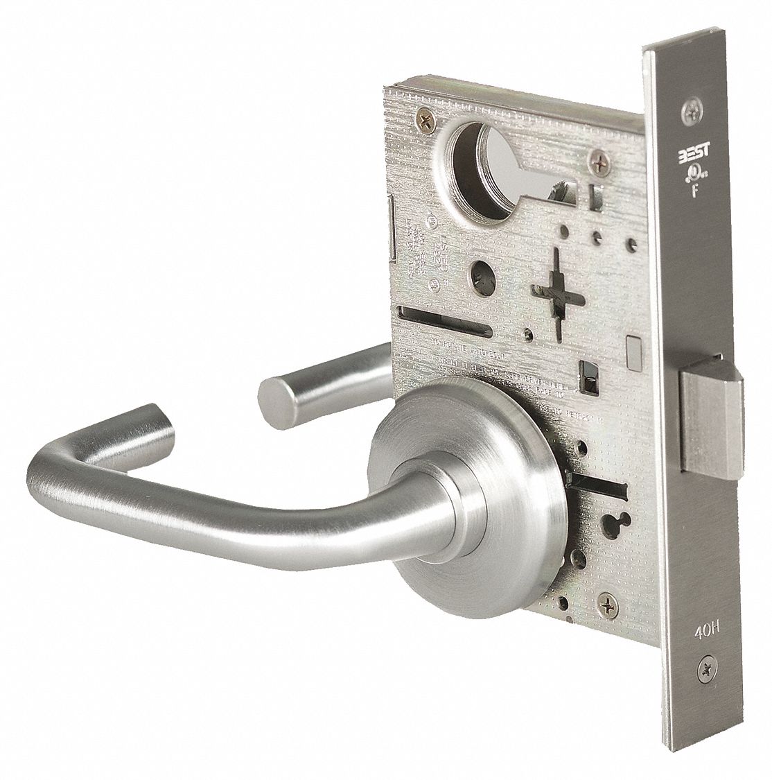 BEST Mortise Lockset, Mechanical, Heavy Duty, Lock is Keyless, Satin