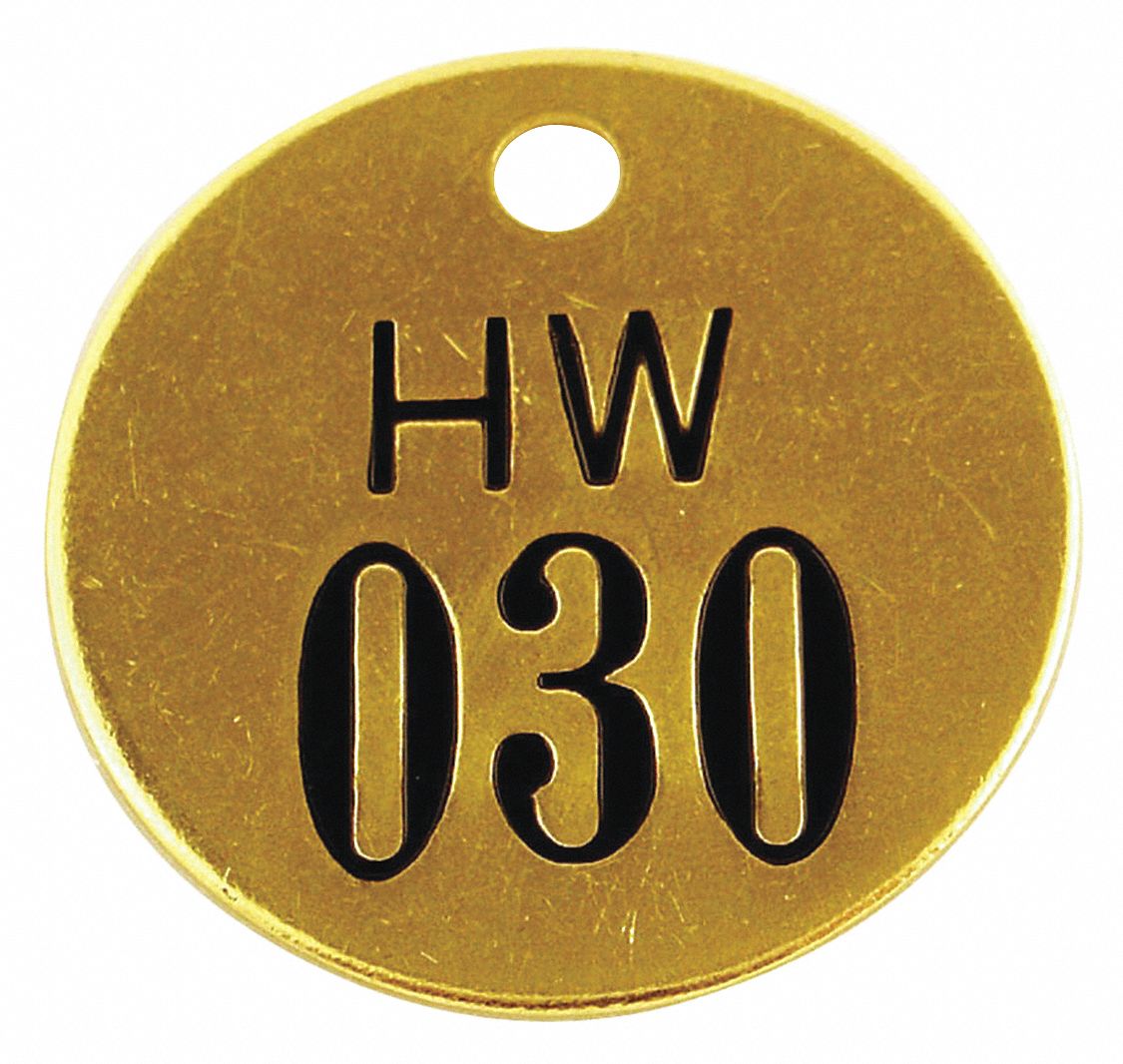 Brass, 026050, Numbered Tag 456Y8743442 Grainger