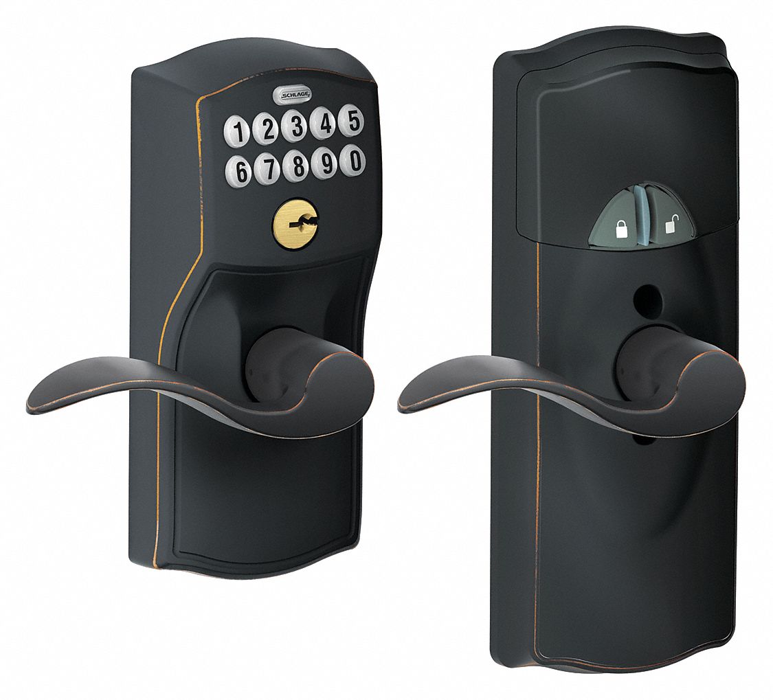 SCHLAGE RESIDENTIAL Electronic Lock, 23/8 in to 23/4 in Backset