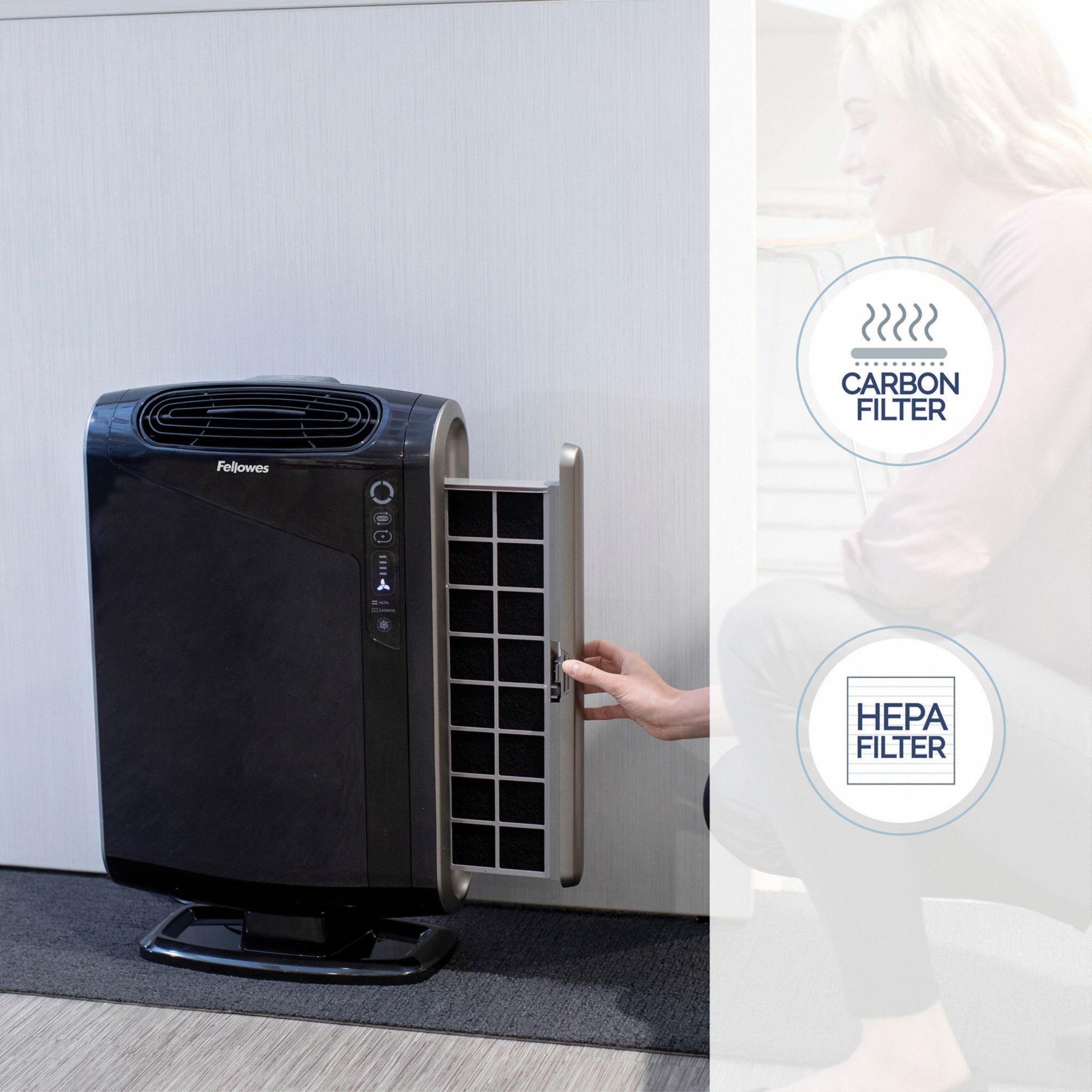 FELLOWES Portable Air Cleaner Touch Screen, Greater than 60 dB, Room