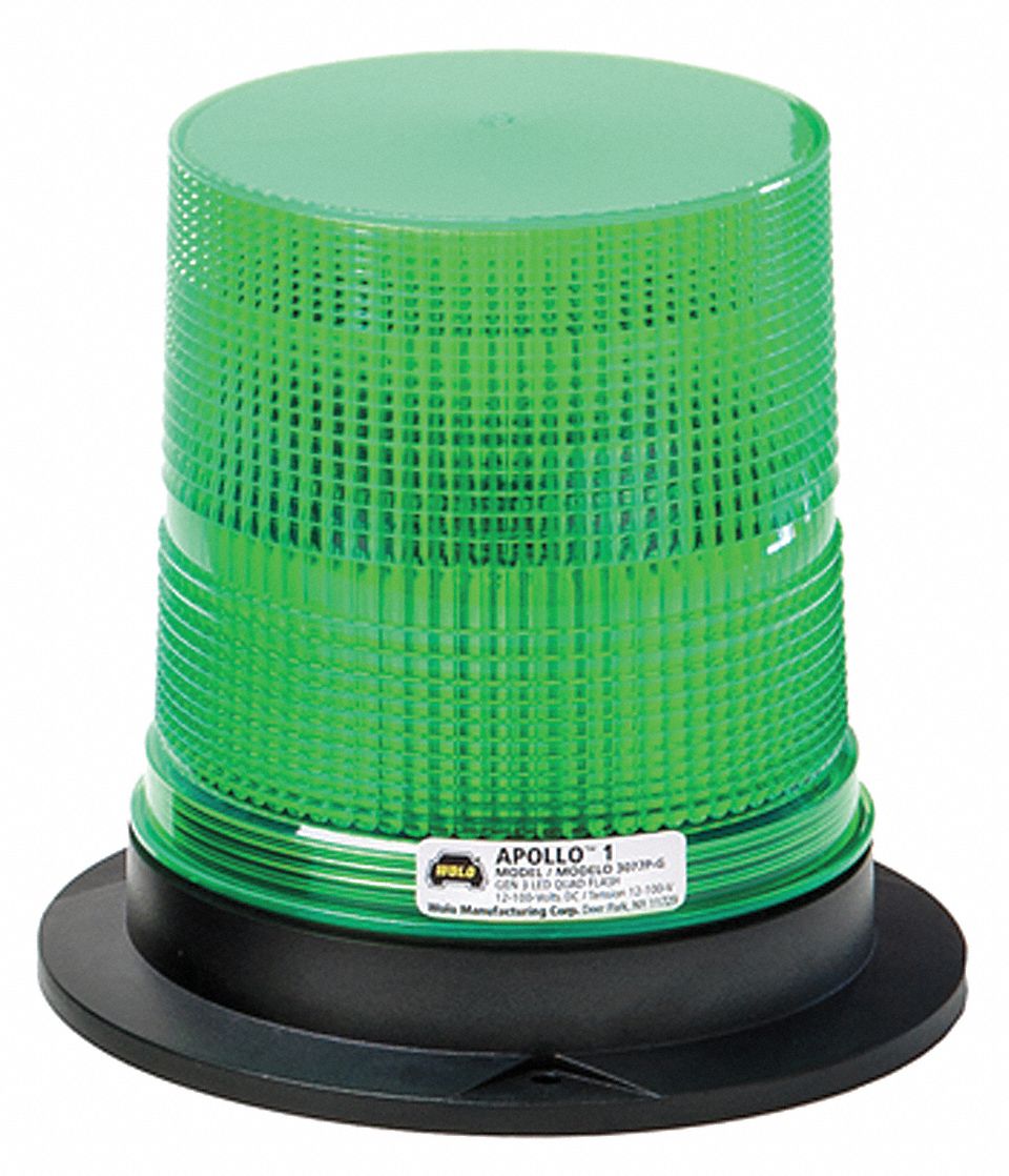 WOLO LED Warning Light, Green, 12/100VDC - 45A232|3077P-G - Grainger
