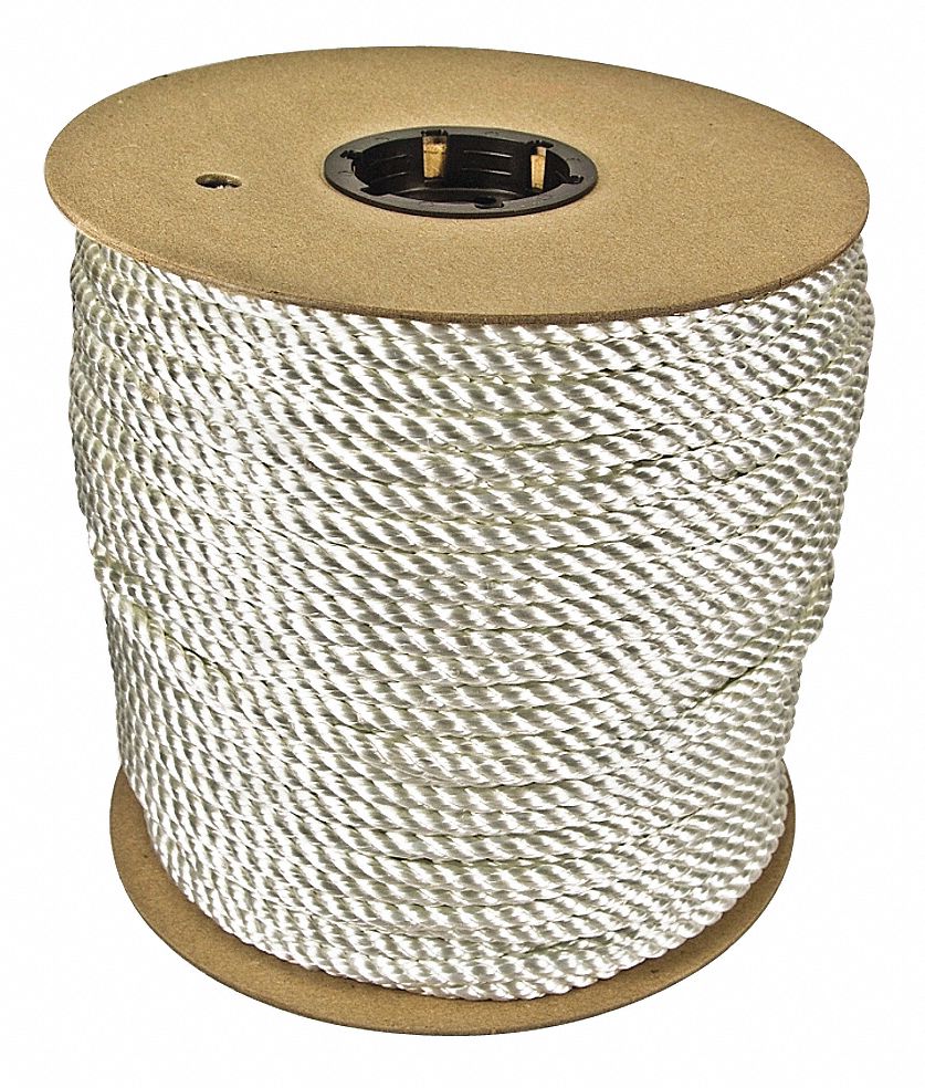 GRAINGER APPROVED 1/4 in dia. Polyester All Purpose Rigging Rope, White