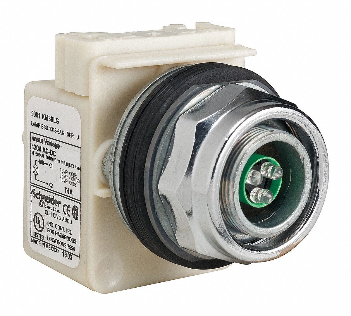 30 mm Size, Full Volt, Pilot Light Complete 45C4749001KP38LG Grainger