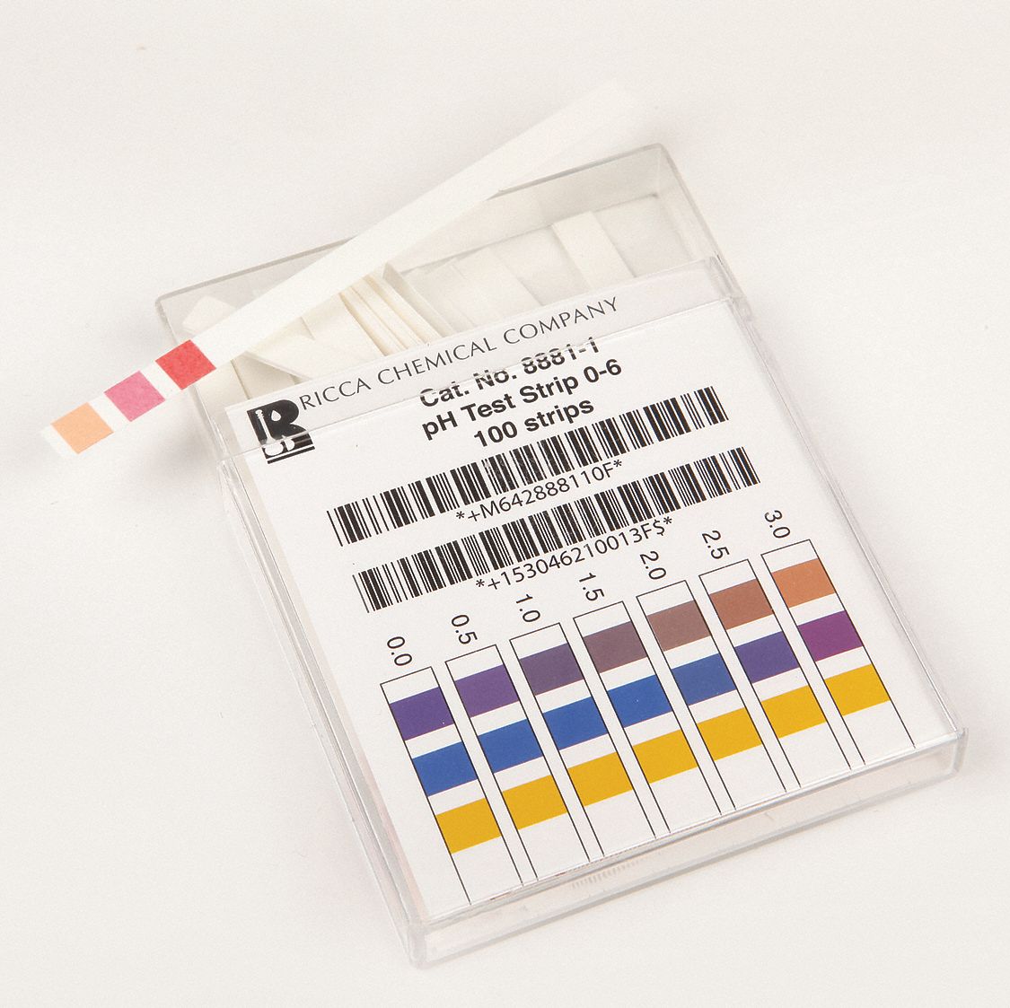 RICCA CHEMICAL pH Test Strips 100 PK Range 0 to 6 pH 45D964R8881000