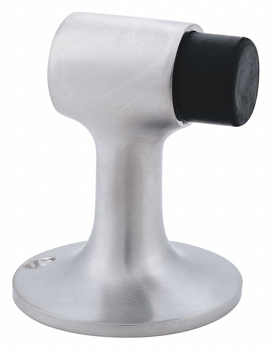 IVES Angle Door Stop, Floor Mount, 21/2 in Base Dia., Satin Chrome Finish, 3 in Projection