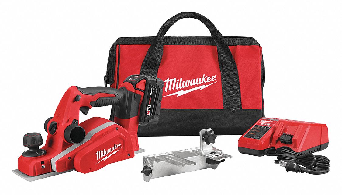 MILWAUKEE, Battery Included, 1/16 in Cutting Dp, Cordless Planer Kit