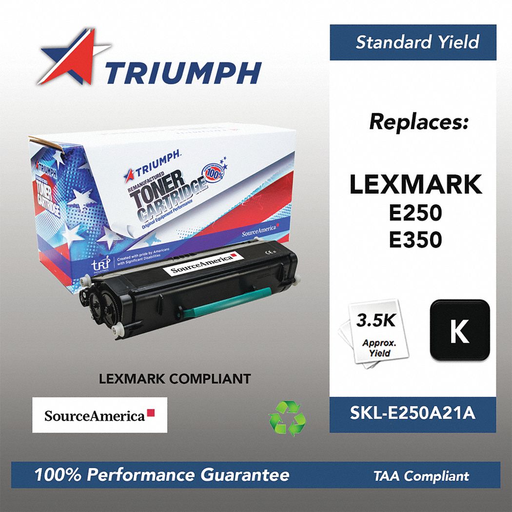 E250, Remanufactured, Toner Cartridge 45FK28SKLE250A21A Grainger
