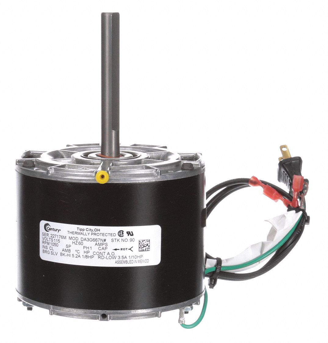 CENTURY Direct Drive Motor Interthem OEM Repl, 1/8 to 1/10 HP, 1,050