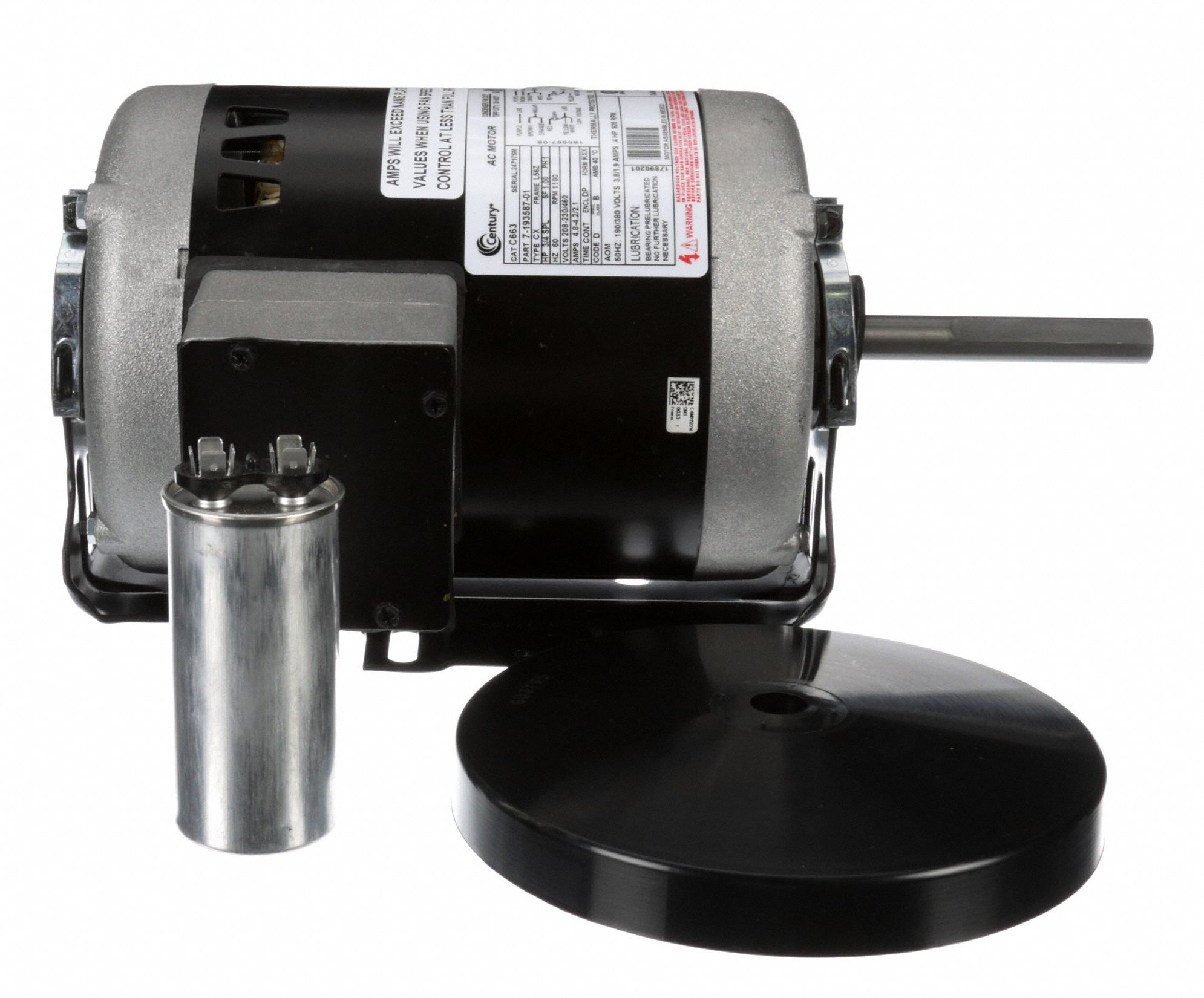 CENTURY Direct Drive Motor Liebert OEM Repl, 3/4 HP, 1,100 Nameplate