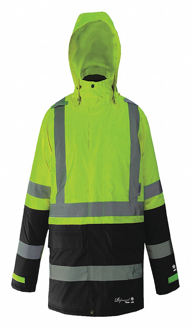 VIKING, L, Black/Yellow, HiViz Insulated Safety Jacket 45GN53