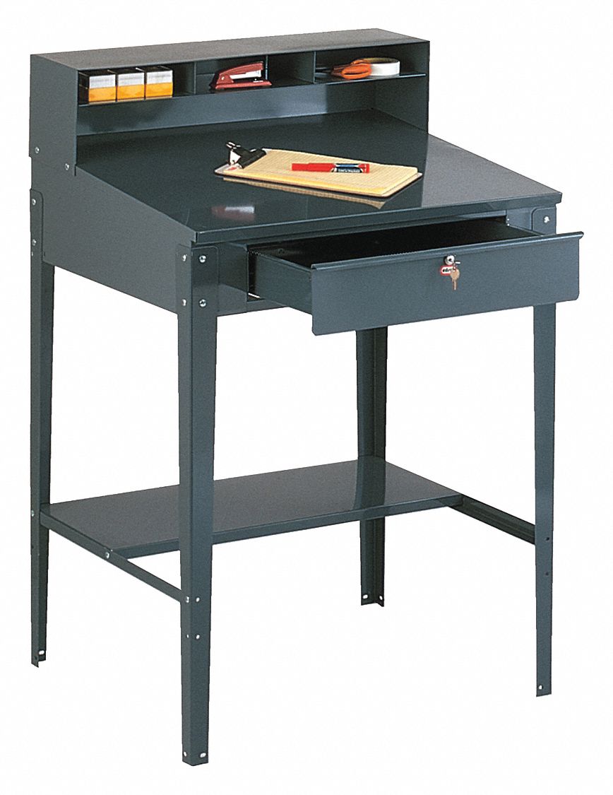 EDSAL, Open Desk, 34 1/2 in x 30 in x 53 in, Shop Desk 45GR90620