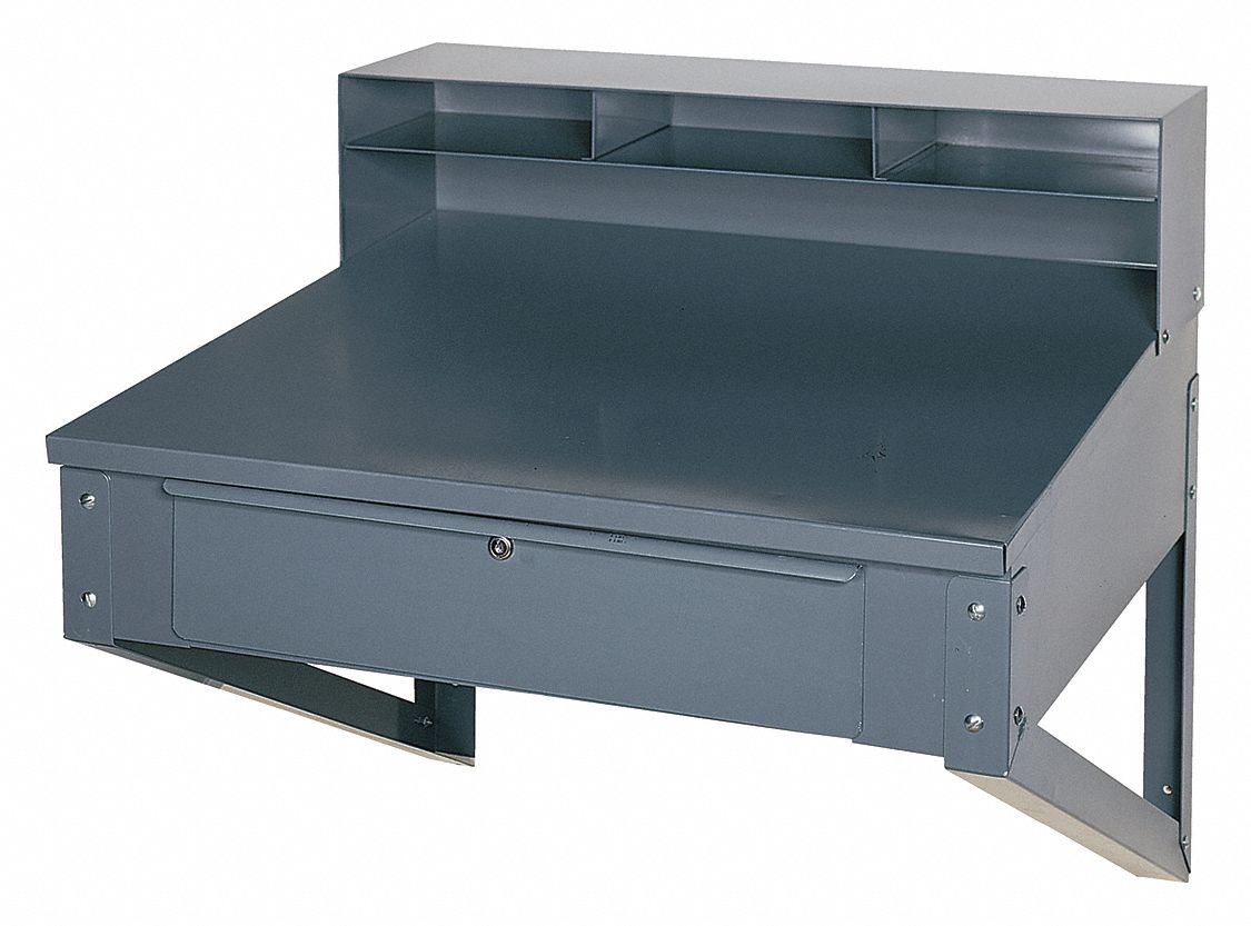 Wall Mount Shop Desk,321/2" H,Gray Grainger