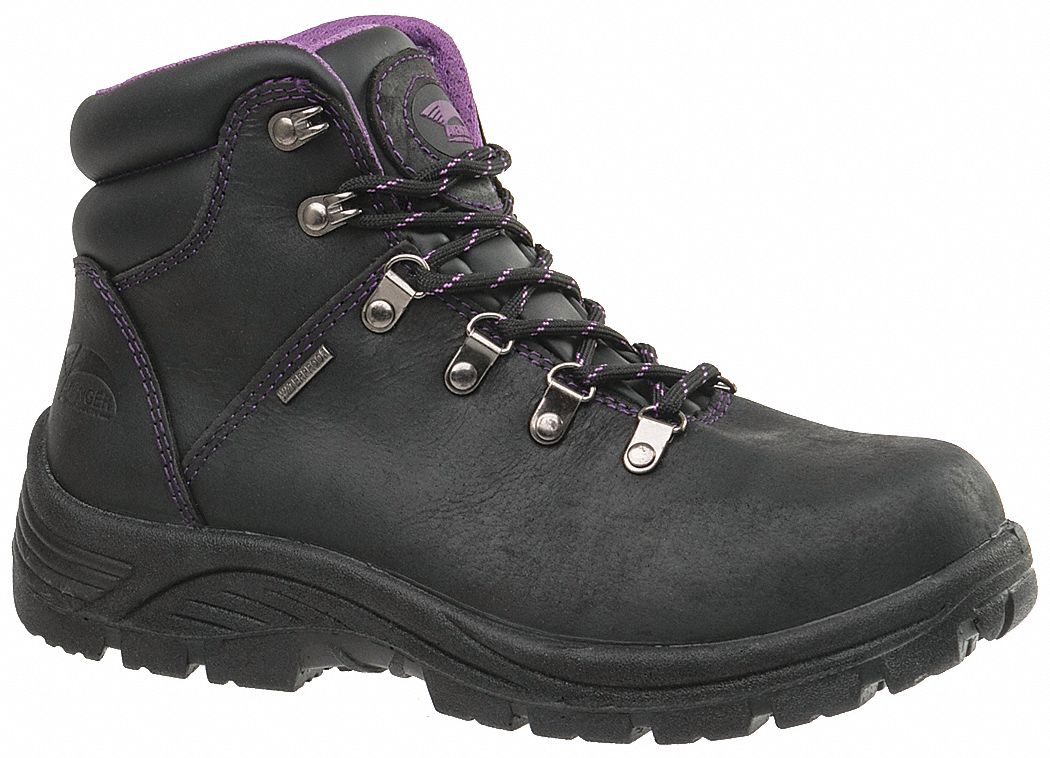 AVENGER SAFETY FOOTWEAR 6" Work Boot, 91/2, Medium, Women's, Black