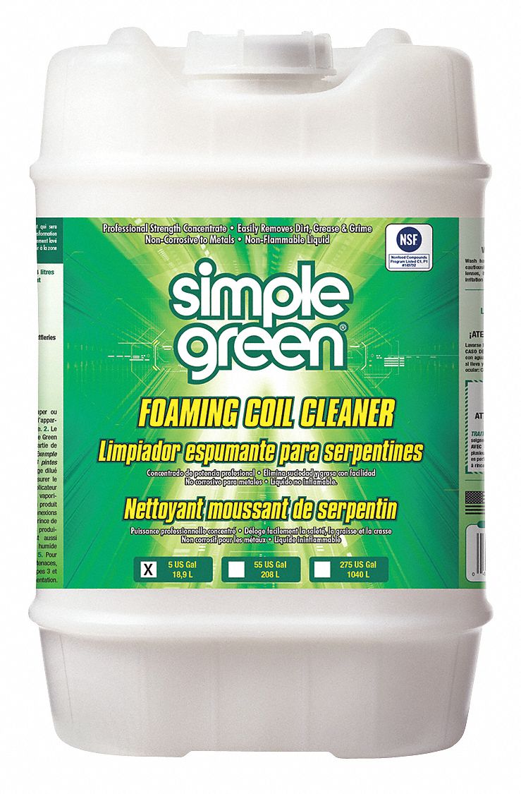 SIMPLE GREEN, Liquid, 5 gal Size, Condenser or Evaporator Cleaner