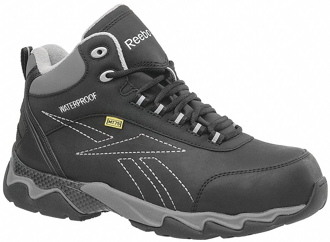 REEBOK Athletic HighTop, 91/2, M, Men's, Black, Composite Toe Type, 1