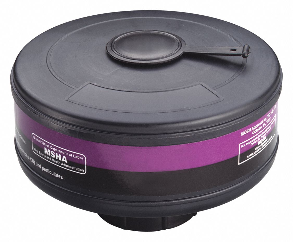 3M, Magenta/Black Color, Threaded, Gas Mask Canister 45JU594500211R06 Grainger