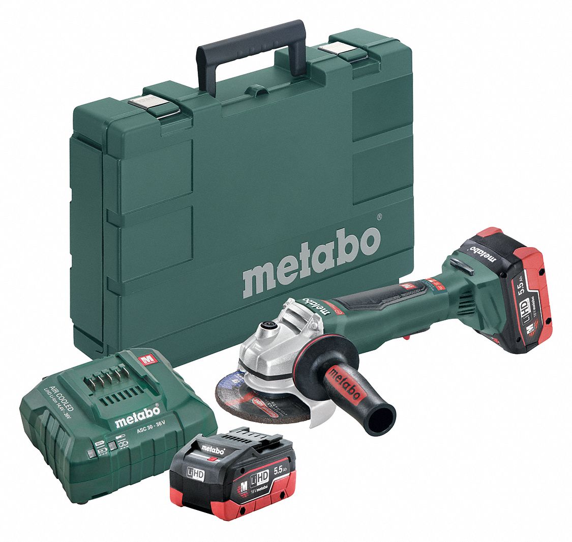 METABO 4-1/2" LTX Cordless Angle Grinder Kit, 18.0 Voltage, 9000 No