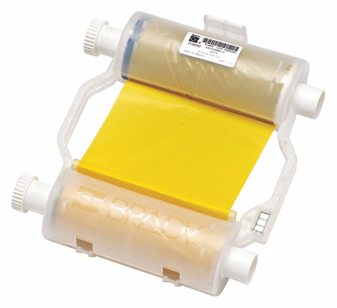 BRADY Label Printer Ribbon Cartridge 4 5/16 in x 200 ft, Yellow, Resin