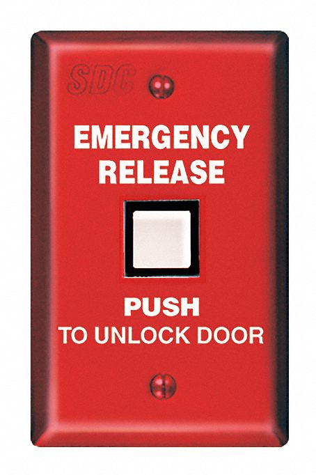 SDC Emergency Door Release, Emergency, 2 7/8 in Width, Stainless Steel
