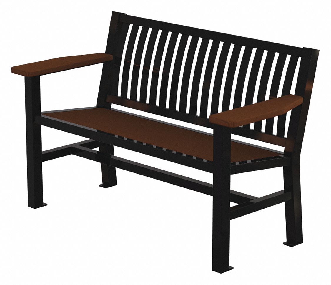 THOMAS STEELE IPE Outdoor Bench, Black 45MK01LVB4WIB Grainger