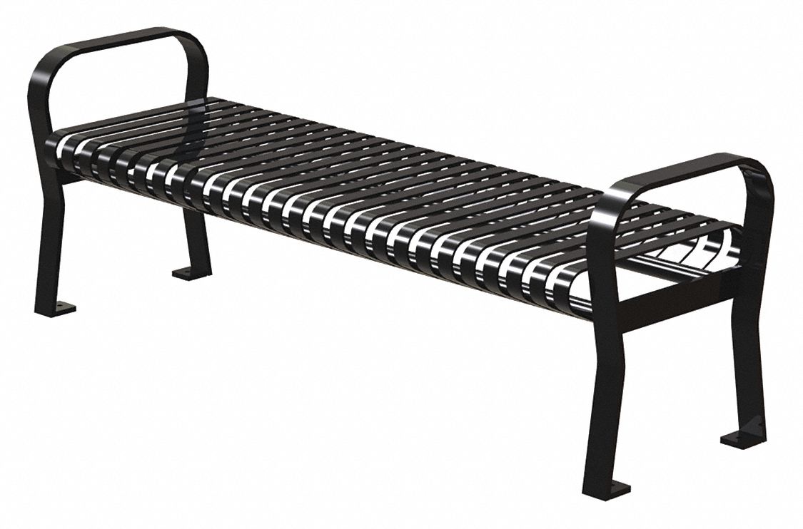 THOMAS STEELE Powder Coated Steel Outdoor Bench, Black 45MK18CRF6