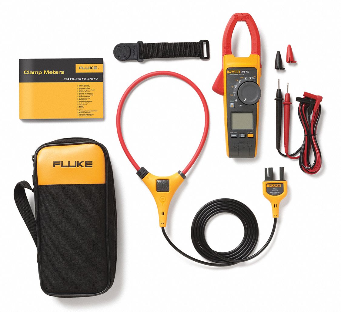 FLUKE Clamp Meter: 1,000 Max. AC Amps, 1,000 Max. DC Amps, 1,000 V Max