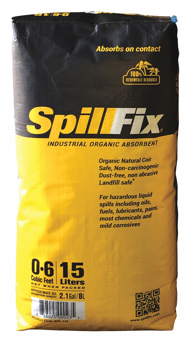SPILL FIX Universal Coconut Husk Loose Absorbent, Absorbs 3.96 gal., 0.