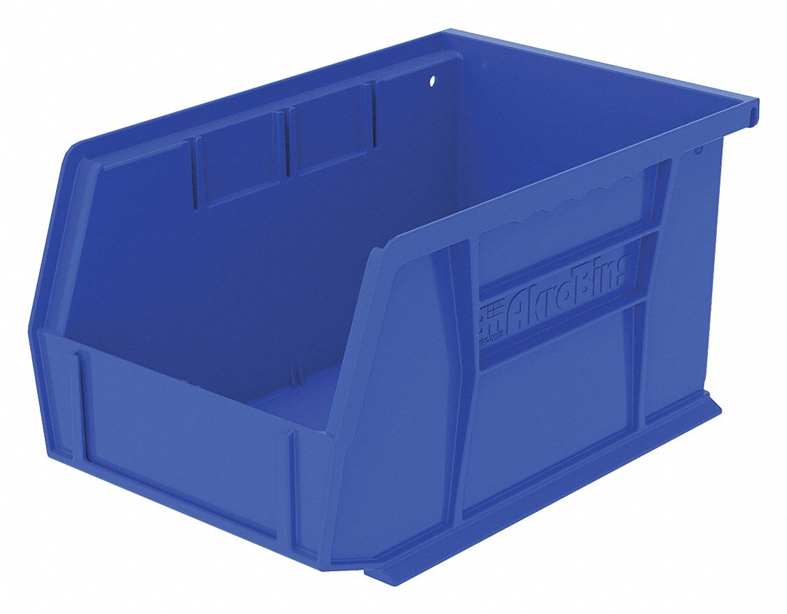 AKROMILS Hang and Stack Bin 6 in x 9 1/4 in x 5 in, Blue, Label