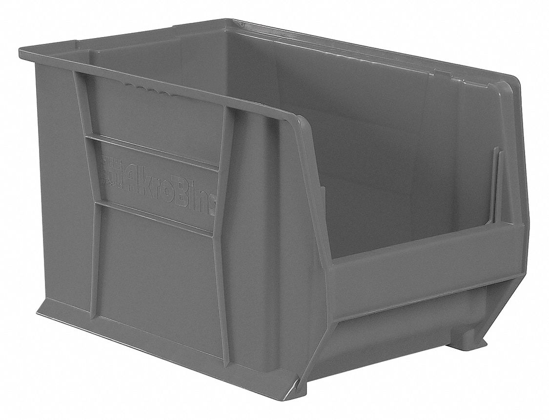 AKROMILS Hopper Bin, Gray, 12 inH x 20 inL x 12 3/8 inW, 1EA 45MV71