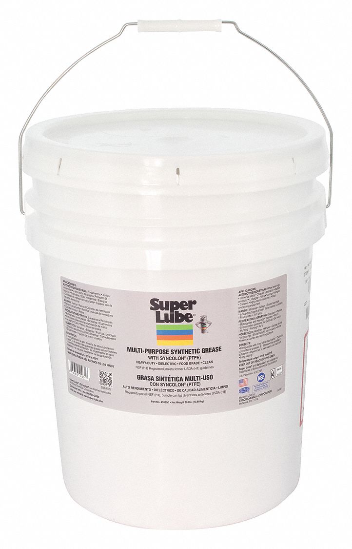 SUPER LUBE White, Multipurpose Grease, 30 lb, 1 NLGI Grade 45NA59