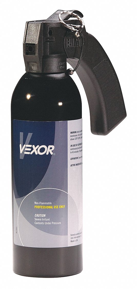 VEXOR Pepper Spray, 16 oz, 0.67 Capsaicin, 20 ft. 45NT28V00679AKC Grainger