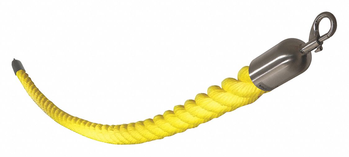 VISIONTRON Polypropylene Barrier Rope, Yellow Rope Color, Satin Chrome Snap End End Style