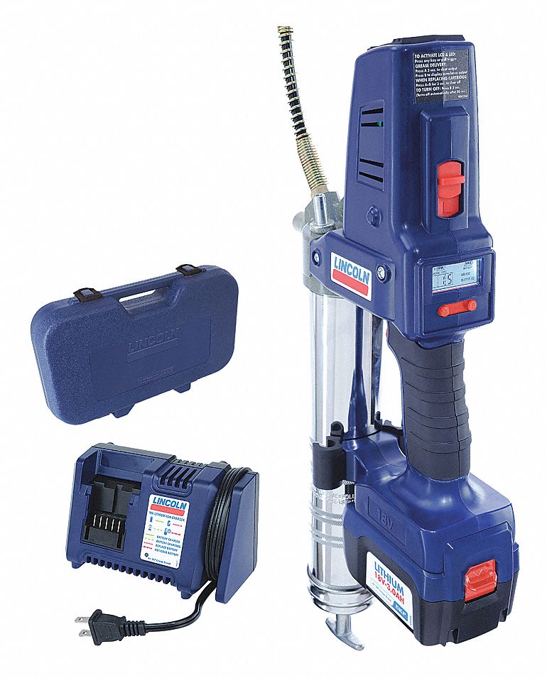 LINCOLN 18.0 Volt Cordless Grease Gun, 7500 psi, 50.0 Strokes per oz