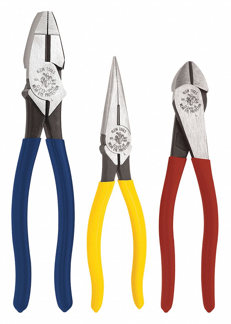 KLEIN TOOLS Plier Set 3 Pliers, Std Cushion Grip, Manual 45PZ50