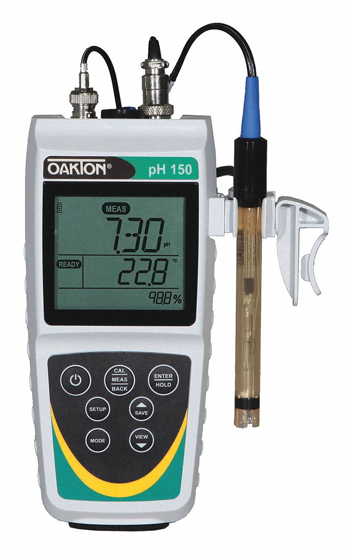OAKTON pH Meter, LCD, 150 Data Sets 45RK62WD3561430 Grainger