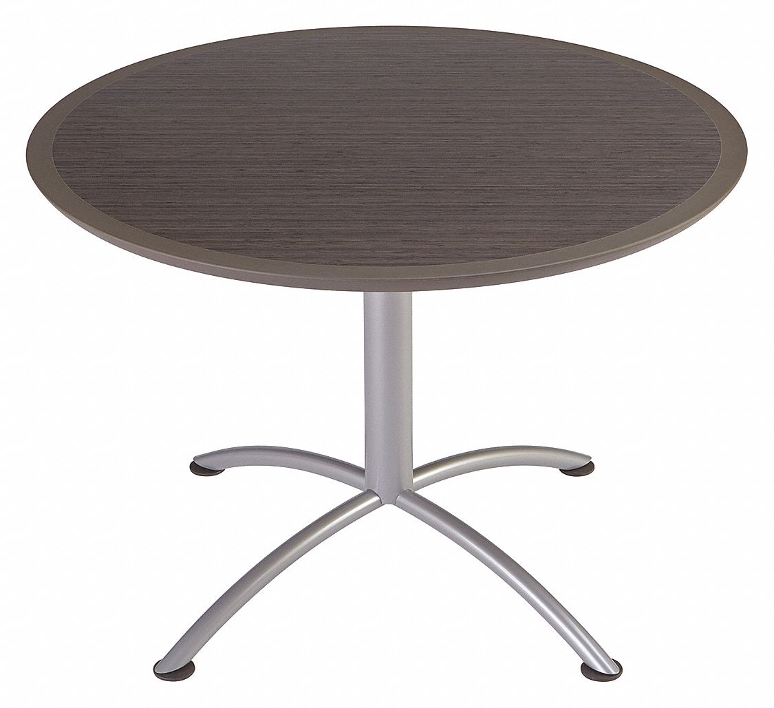 Round Cafe Table, Gray Walnut, Height 30 in, Dia. 42 in Grainger
