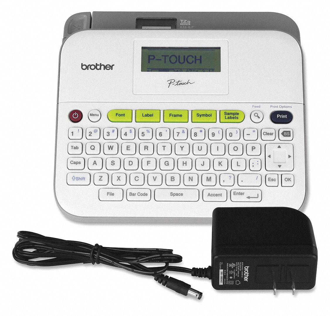 BROTHER Label Maker, White, 5/64 in. Tape W 45TV71BRTPTD400AD Grainger