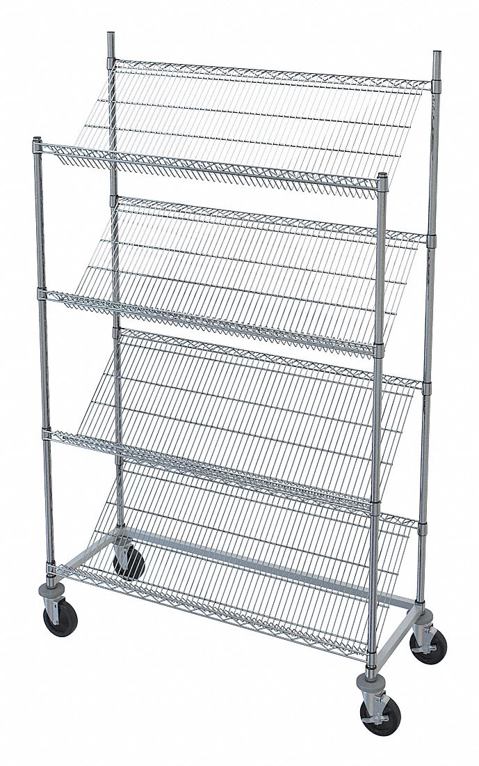 METRO, 600 lb Load Capacity, 48 in x 18 in x 777/8 in, Utility Cart with Angled Lipped Wire