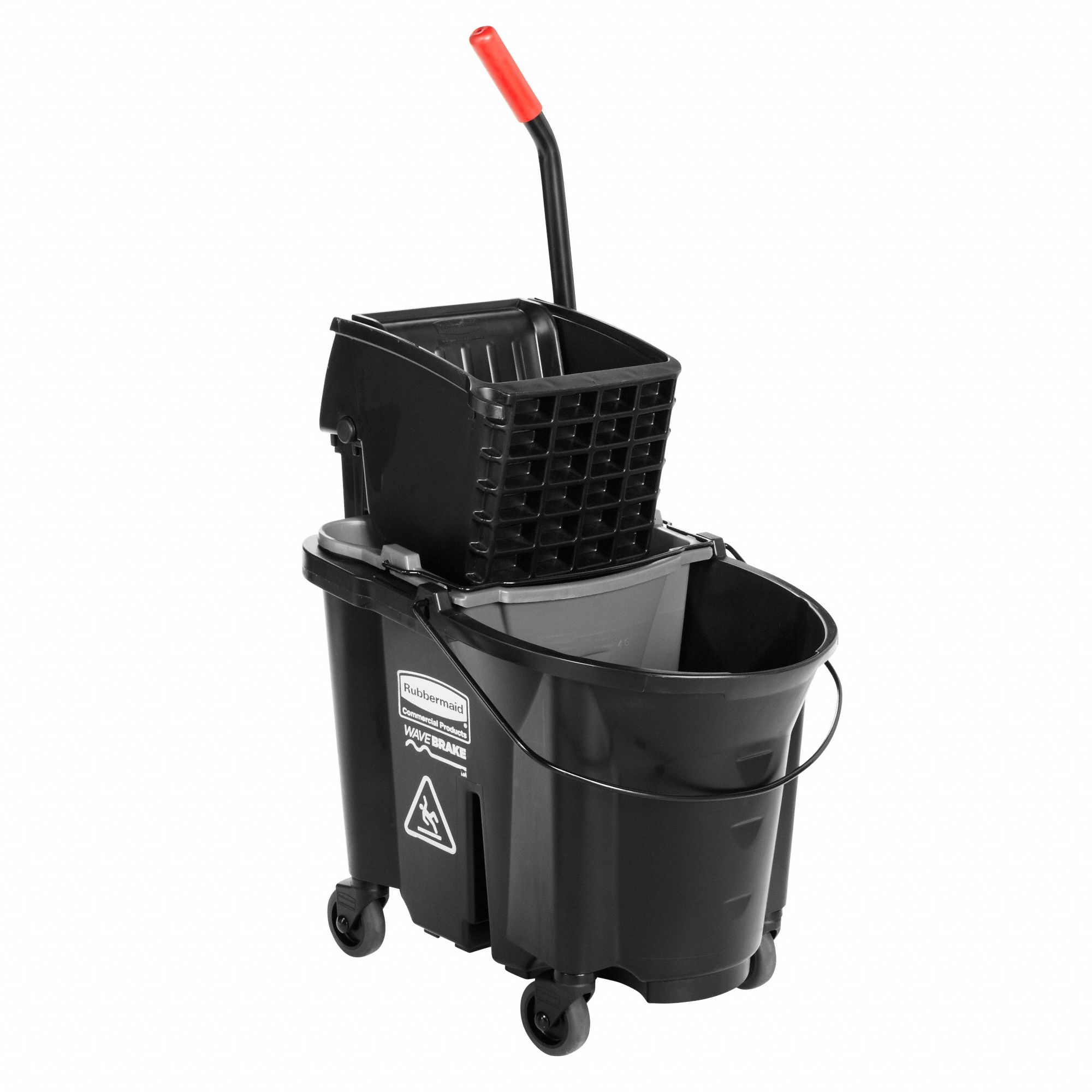 RUBBERMAID COMMERCIAL PRODUCTS Black Plastic Mop Bucket and Wringer, 8