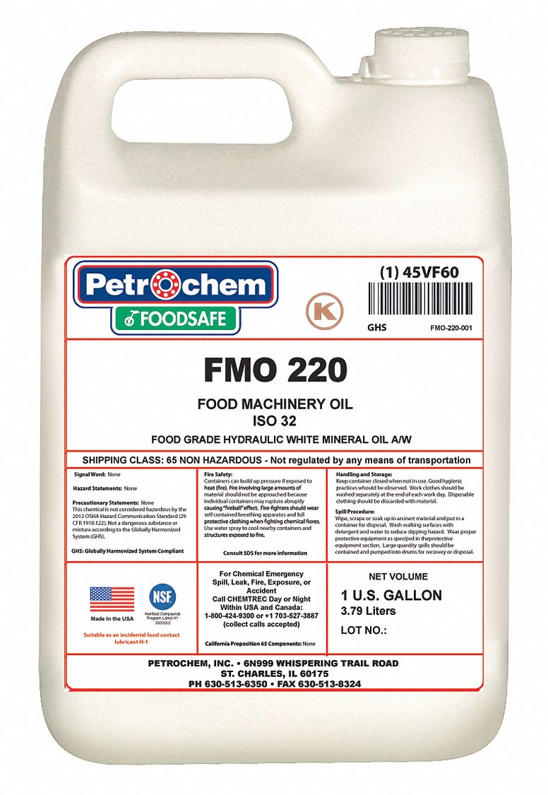 PETROCHEM Mineral Hydraulic Oil, 1 gal Jug, ISO Viscosity Grade 220 45VF60FMO 220001