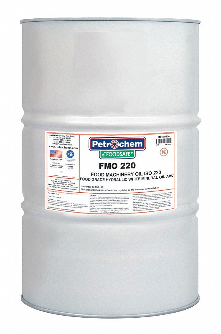 PETROCHEM Mineral Hydraulic Oil, 55 gal Drum, ISO Viscosity Grade 220 45VG20FMO 220055