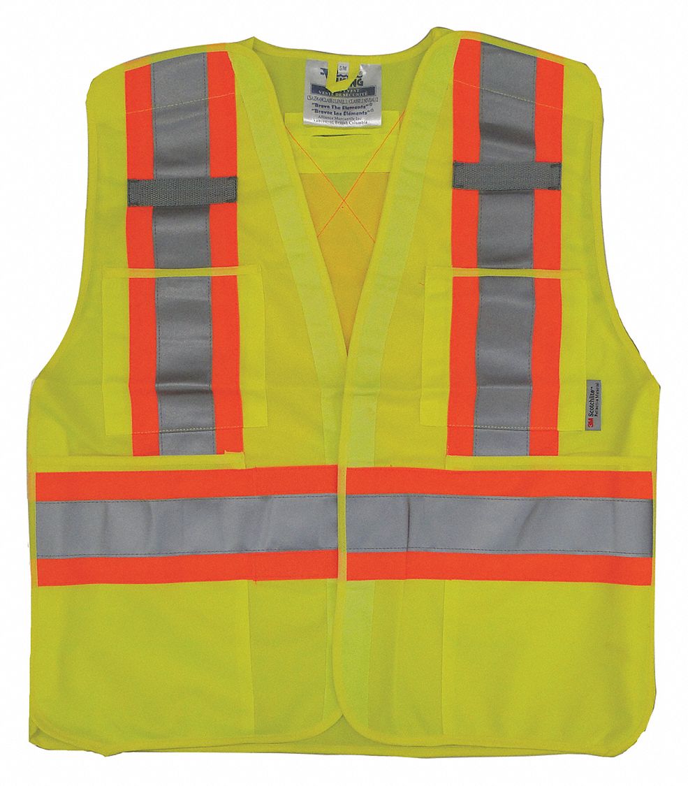 VIKING Safety Vest, Green, 4XL/5XL, 32in L, Class 2 45XA736135G4XL