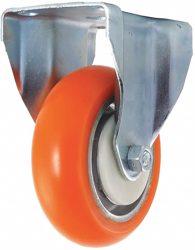 GRAINGER APPROVED Standard Plate Caster, Rigid, Polyurethane, 400 lb, 4